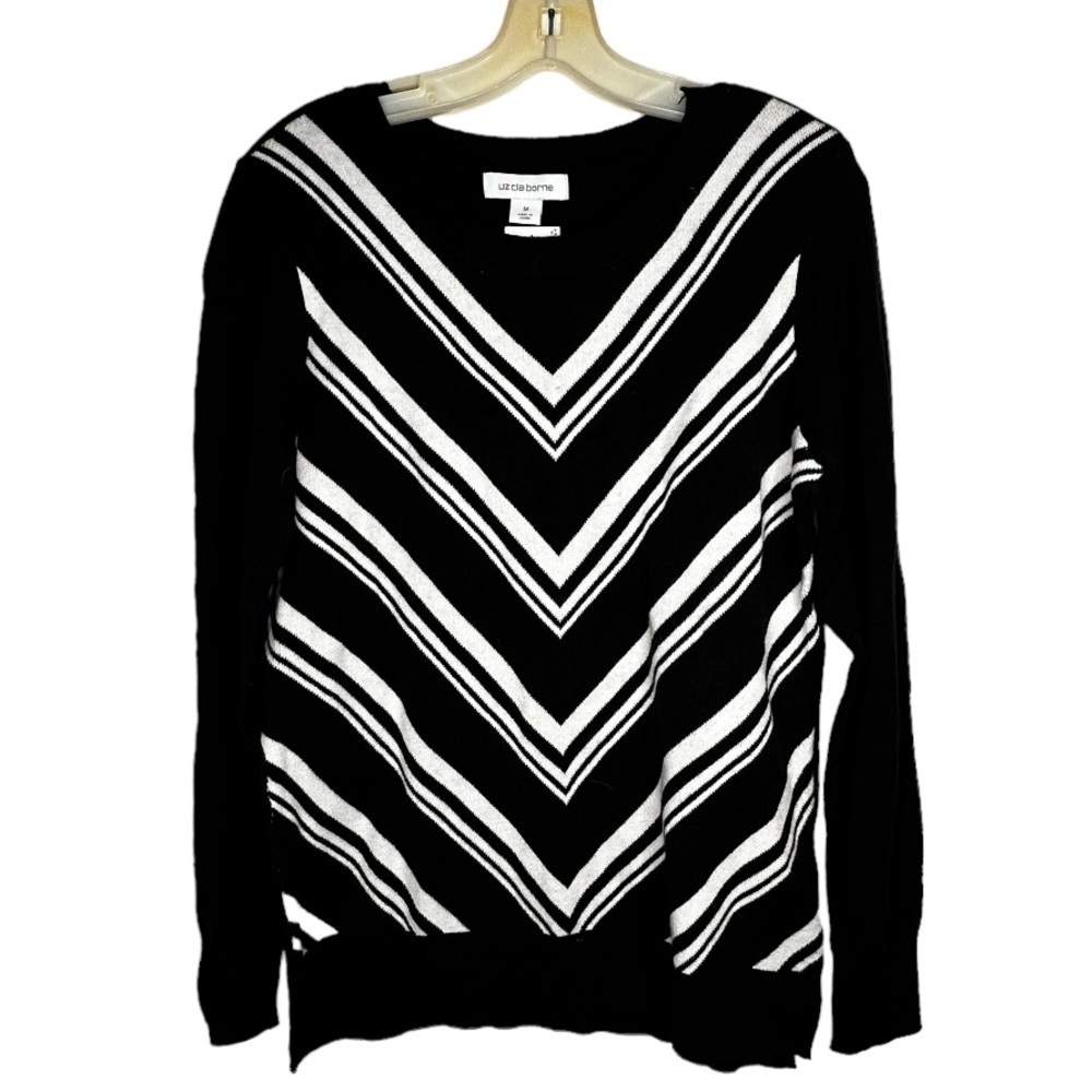 Liz Claiborne Black Chevron Sweater nwt